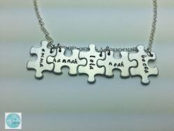ny2ladesign:  Aluminum puzzle piece necklace….     Finished necklace. Another set of puzzle piece necklaces that interlock with each other for a special family.     Noah was born with a heart defect.  He’s already undergone 1 open heart surgery