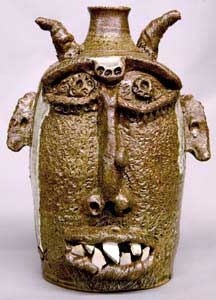 According to Jim McDowell of www.blackpotter.com: UGLY FACE POTTERY. First made for African-American rituals to place on graves to scare evil spirits away so the soul could go to heaven, they have become a folk art collectible for those that enjoy the