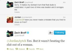 asleepycompany:  madgastronomer:  musicpnppl:      Update: Zack Braff tweeting about Chris Brown     It’s always nice to see a guy standing up against partner abuse, isn’t it? Oh, hang on, Zach Braff was all set to do a big project with Sean Penn