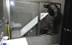 brutalfulfillment:   This bathtub in the house of Mexican drug lord Joaquin “Chapo” Guzman leads to an underground tunnel and exits through the city’s drainage system.   Fuck a tunnel. I’m going to build this as a trap door to my play room/holding