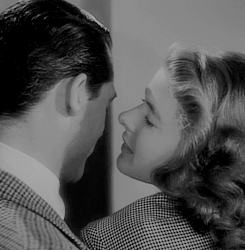lorelaigillmore:   The legendary on-again, off-again kiss between Cary Grant and Ingrid Bergman was designed to skirt the Hayes Code that restricted kisses to no more than three seconds each.   Notorious!