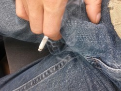 tattootodd80:  Smoking and squeezing my cock in the parkinglot