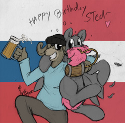 This is a little gift for Sted~ Late Birthday gift. Cause hes a cool dude. His Donk and my OC getting the drunks.