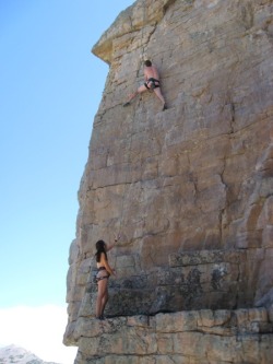 Nude Rock Climbing