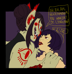 n-tho:  ahh just finished the flats for this little thing, experimental panel idea of a scene i had stuck in my head between Jordan and the exorcist.  i’ll be doing some shading but might end up just keeping it flat?? who knows. all sorts of small