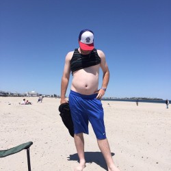 blogartus:  lucydonaghan:Dear god man, that gut is getting huge, gotta lay off the nightly beers or you’ll be over 200 by the end of year. Fittingly, the baseball cap advertises Pabst Blue Ribbon.