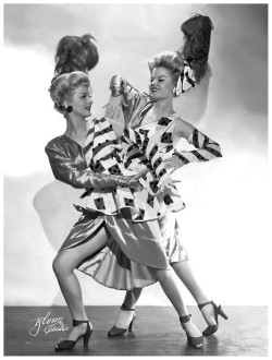 Pat Blotteaux (Left) and Betty Jaymes (Right) pose together in a promo photo  advertising their appearance in a Donn Arden dance show at the ‘RIO CABANA’ nightclub; located on 400 N. Wabash Avenue, in Chicago..