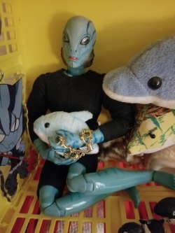 teratomarty:  shrikestrike:  life and times of a certain Abe Sapien  Abe Sapien with a big armload of dildos gives me life. 