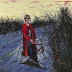 worldpaintings:  Zeng Fanzhi (Chinese, b.1964) Bicycle, oil on canvas, 200 x 200 cm, private collection Zeng Fanzhi is a Contemporary painter, known for his Expressionist paintings laden with psychological and political overtones. Born in Wuhan in the