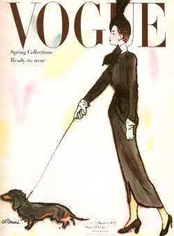    Cover of &ldquo;Vogue&rdquo; US March 1947  |  Illustration of René Bouché   