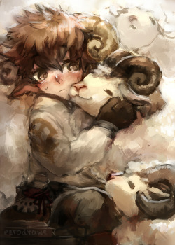 ezrodraws:  Tiz looks so fluffy and comfy just like a sheep I wanna pet his hair so much 