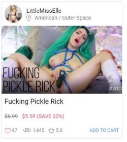psy-faerie: psy-faerie:  Lots of costume/cosplay themed videos are 20% off through October 31st!Buy them individually or buy the bundle at the bottom of this post for an even further discount!   Fucking Pickle Rick ŭ.59Insterstellar Babe Fucks Big Dick