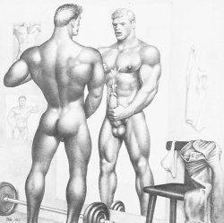musclehank:  Nick had scheduled me to meet him at his gym at 4:00.  We’d been working out together for about 3 weeks, and I couldn’t wait to see Nick naked in the locker room sometime, but no such luck.   He trained lots of other people, but he and