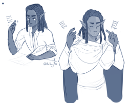 thekingkez: Some stimmy Taakitz things. Krav snapping his fingers around his head when he’s worked up, and a little silver skull pendant he gave Taako, who fiddles with it endlessly and chews the cord til it breaks and he has to replace it. TAZ Twitter