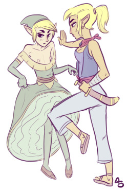 tessawracked:  Dress Link(I usually don’t blog my Twitter sketches here but these got quite popular. I’m excited to see Link wearing dresses, especially in a non fetishized way!)