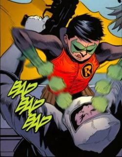 fyeahbatmanandrobin:  Damian’s fighting styleTongue sticking out of mouth 100% essential for maximum impact 