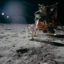 Apollo 11: Catching Some Sun #nasa #apod #apollo11 #astronaut #lunarlander #lunarmodule #moon #satellite #neilarmstrong #buzzaldrin #solarsystem #space #science #astronomy