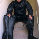 guysinrubberdrysuits:  Black Rubber Drysuit Military Divers 2 