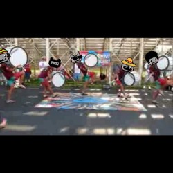 skeletonkey14:  I got bored and did a thing This is the Cadet line from a few years ago i think I Nyanned them #cadets #drumline #bassline #bassdrum #bass #band #dci #marchingband #nyan #nyancat #nyanned