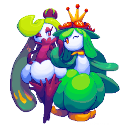 itdontevenmata:  My two favorite Grass Type Pokemon gals.I loved using Lilligant in B/W and I love using Tsareena in Sun/MoonThere also kinda similar, only Tsareena’s a physical attacker with decent defensesWhile Liligant is special attacker with kinda
