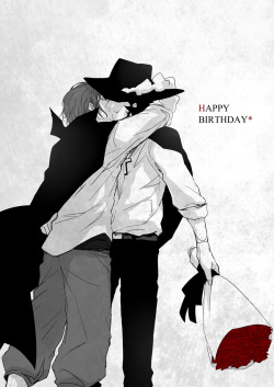 I know for a fact that tomorrow I&rsquo;ll be too damn lazy/busy/drunk/whatever to log on Tumblr, so I&rsquo;m posting this now (and I really don&rsquo;t care for using the queue function). Happy early birthday, Mihawk &amp; Shanks.  Man it was so painful