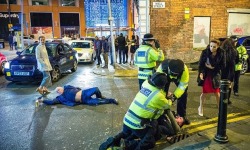 &lsquo;Like a beautiful painting&rsquo;: image of New Year&rsquo;s mayhem in Manchester goes viral 