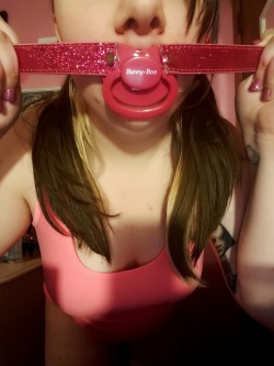 bunny-boo: Is this better daddy?  Paci gag by: @mistressmagnolia  *Ask me about my premium Snapchat*  ~Don’t remove my caption or my bunny squad will attack you in the night~ 