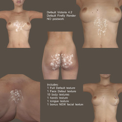 A set of Cum covered FULL body textures for Victoria 4.2 for POSER.  Pretty cool hey? So many options to choose from! Check it out!Bodyshotshttp://renderoti.ca/Bodyshots