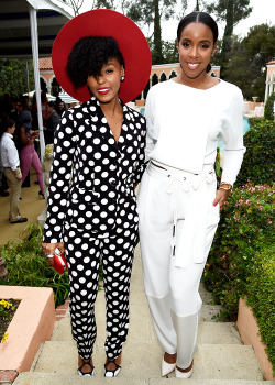 ikonicgif: Janelle Monae and Kelly Rowland attend the Roc Nation and Three Six Zero  Pre-GRAMMY Brunch 
