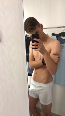 connor0831:  I went shopping yesterday and bought a bunch of new dress clothes! This dressing room had too good of lighting not to take a pic in ;) — 03/27/18