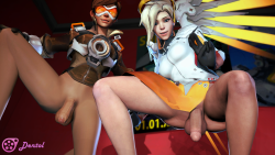 dentol-sfm:  @seekseer said:Futa Mercy and Futa Tracer squatting down for the camera on the floor in front of them. Eye contact and peace signs would be a nice extra. :)   Tracer is a bit too busy looking at something else to look at the camera. Tracer