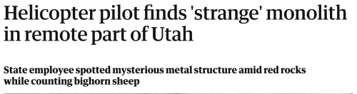 normal-horoscopes:vforeverithing:  shes-so-zazzy:literallymechanical:  Did anybody have “mysterious 12 foot tall metallic monolith discovered in the desert” on their 2020 bingo card?(Source)   it gets better  two   TWO