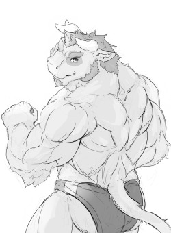 ralphthefeline:  A spotted bull health trainer~! He will keep you fit and healthy~! 