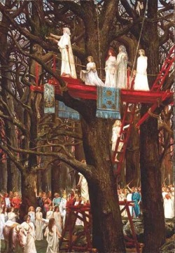 Druids Cutting the Mistletoe (1900) by the French history painter Henri-Paul Motte (1846-1922).