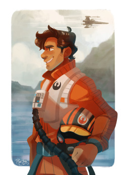 reb-chan:  Poe Dameron more like Poe DAMNeron, amirite?  Haha first art thing for 2016! I also watched Star Wars for the third time today, so I was in a very Poe mood :) 