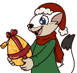 a festive Wesley drawn for the Weasyl Twitter