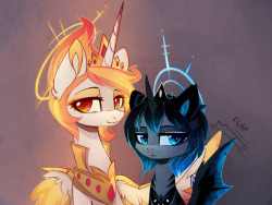 magnalunaarts:Another Solar Flare and Nemesis, this time with short hair :3