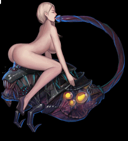 Naked oppai blondeâ€™s big tits bouncing while sheâ€™s getting fucked and licking an alienâ€™s tentacle cock.