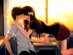 What a cute couple. Anime trope - Guy sitting by the window near the back gets all the lick ;)