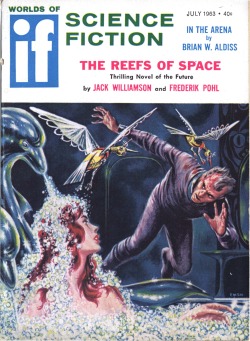 scificovers:  If vol 13 no 3, July 1963. Cover by Ed Emshwiller illustrating “The Reefs of Space” by Jack Williamson and Frederik Pohl.