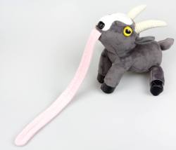 babygoatsandfriends:  rampagey:  babygoatsandfriends:  Goat Simulator plush  Ok yes but consider this: what if this goat plushie had velcro on its tongue.  it does 