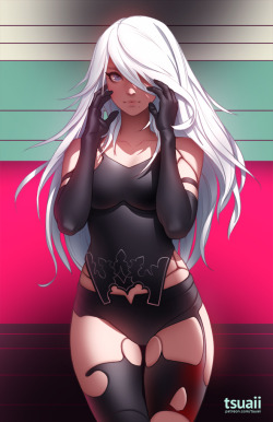 tsuaii:An illustration of A2 from the game NieR: Automata!