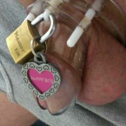 mistressbabydollslaveboy:  mistressbabydoll property is back in chastity on 12/27/2014. SLAVEBOY is back in his CB-6000s. Mistress has locked her property back up until next year. Thank you Mistress ♡♡♡’s  This is so romantic! &lt;3