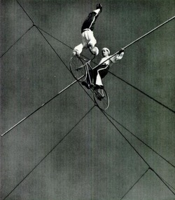 The Grentonas, famous high-wire bicycle act, 1936.