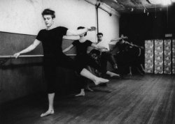   James Dean and Eartha Kitt learning modern dance in 1955, photographed by Dennis Stock.  