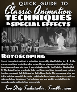 twostriptechnicolor:  Animation techniques and effects from the classic era. For more vintage movie geekery, check out my Old Hollywood Special Effects, and my Early Color Film Processes posts! (And while you’re at it, take a look at my art blog, why