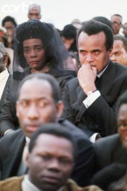 afrikan-mapambano:   Harry Belafonte &amp; Coretta Scott King at Dr. King’s funeral, Atlanta, Georgia, 1968. This pic is so powerful and touching  