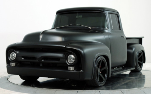 carsthatnevermadeitetc:  Ford F-100 Custom Pickup, 1956. To be offered at auction during the Barnett-Jackson Scottsdale sale January 11-19. A restomod 1950′s Ford pick-up that has been re-engineered around a Mustang 5.2 litre V8 GT350 Voodoo engineauction