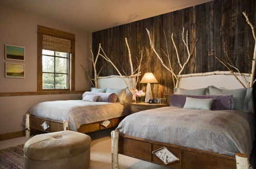 Black twin beds with headboards
