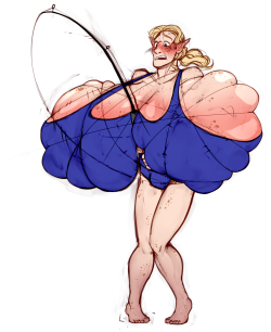 lemon-drop-soda: Yet another male breast expansion commission of the same character as the last two times he tangled 